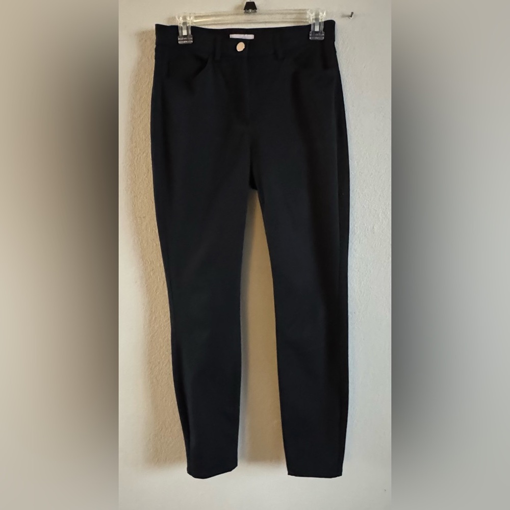 H&M Women's Straight Leg Black Trousers Size 4 Pants Button Zip Pockets